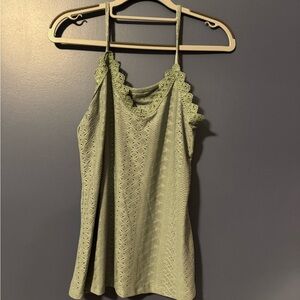 Green Lace Trim Women's Top